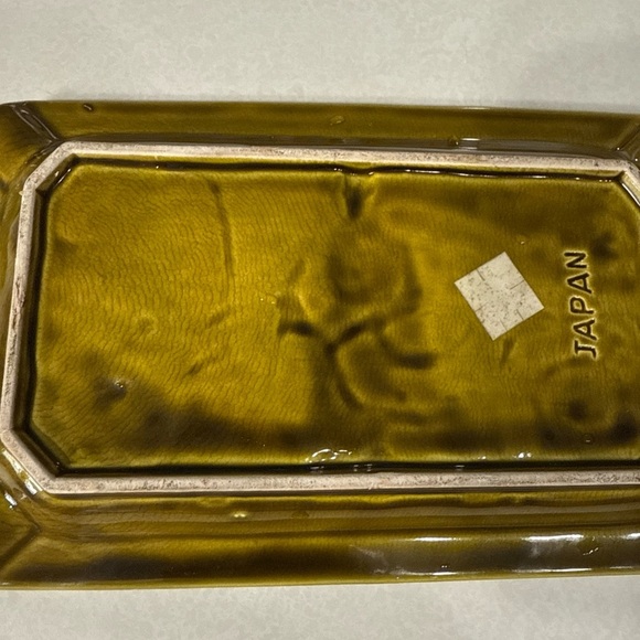 Vintage Ashtray Green Mid Century Modern MCM made in Japan Retro 10”x6” - Picture 7 of 10